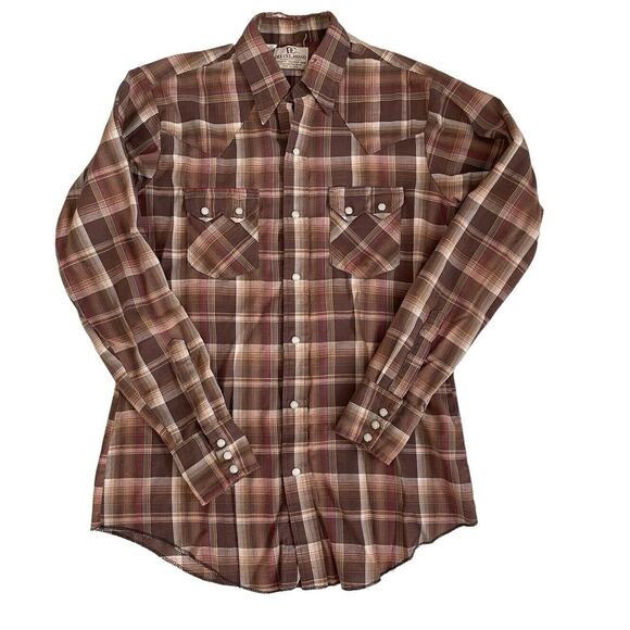 Dee Cee Western Shirt Pearl Snap Long Sleeve Plaid USA Mens Size 15.5 / 35 - Picture 1 of 5
